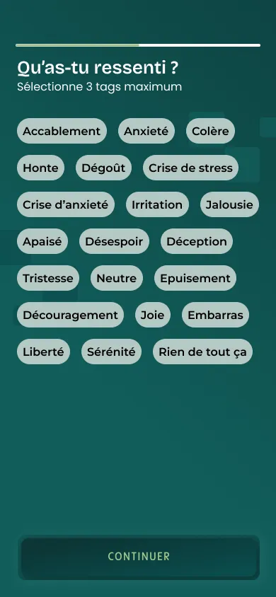 Sélection des émotions ressenties pendant le défi