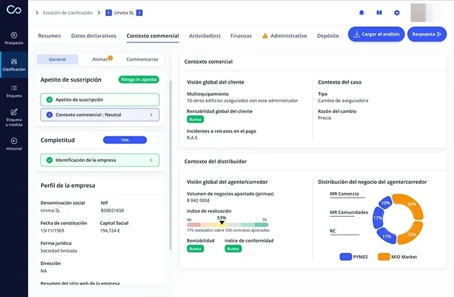 Interface de l'assistant de classification Continuity