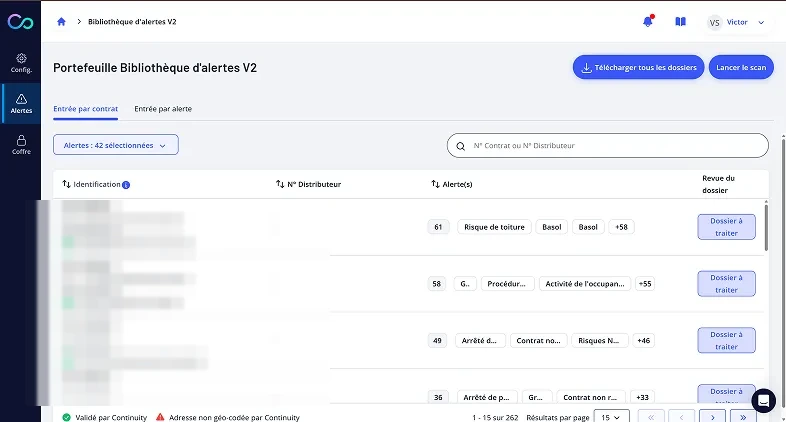 Bibliothèque d'alertes du scan de portefeuille