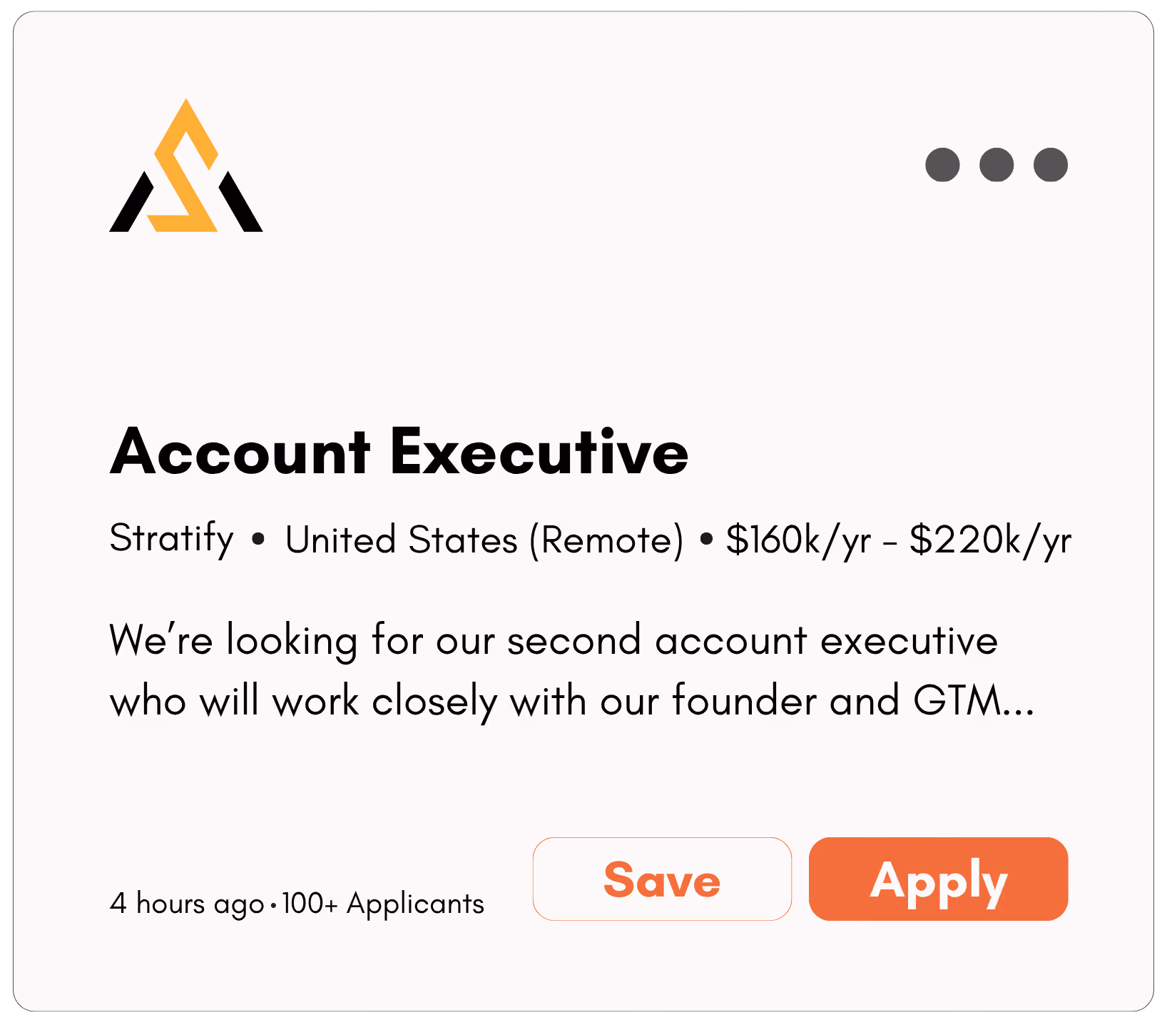 A mockup of an Account Executive job post.