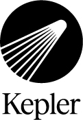 Kepler logo featuring a black circle with white diagonal lines above the word “Kepler.”