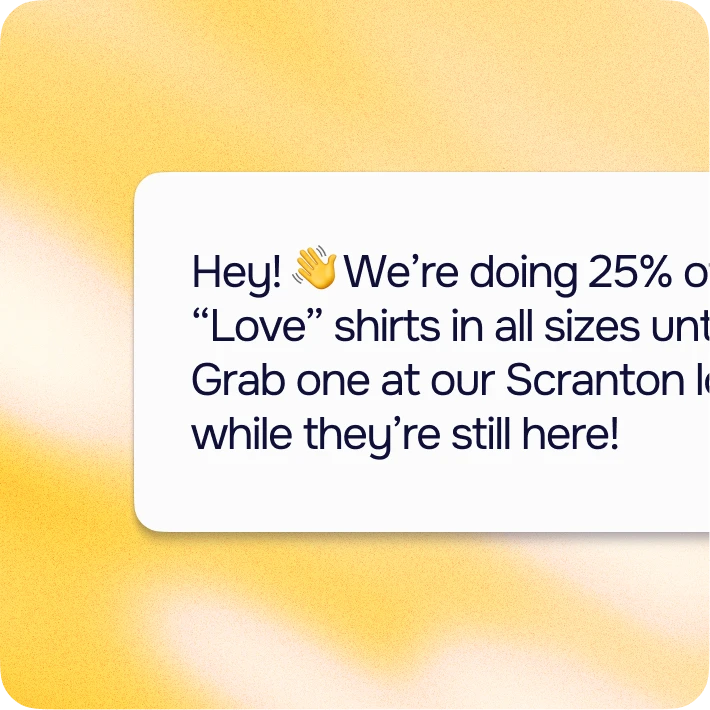 A picture text message promoting a product, shown in a phone conversation