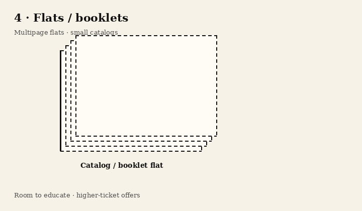 Flats and booklet diagram for Marketing Mail