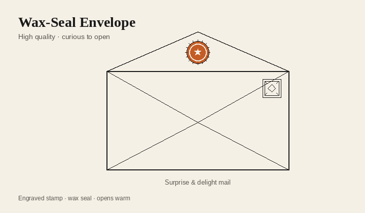 Wax-seal envelope surprise and delight diagram