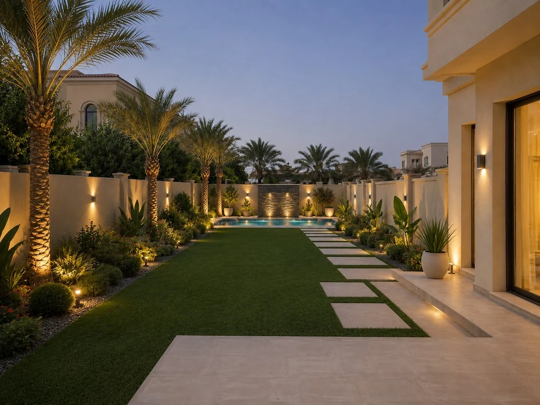Dubai villa pool garden after renovation
