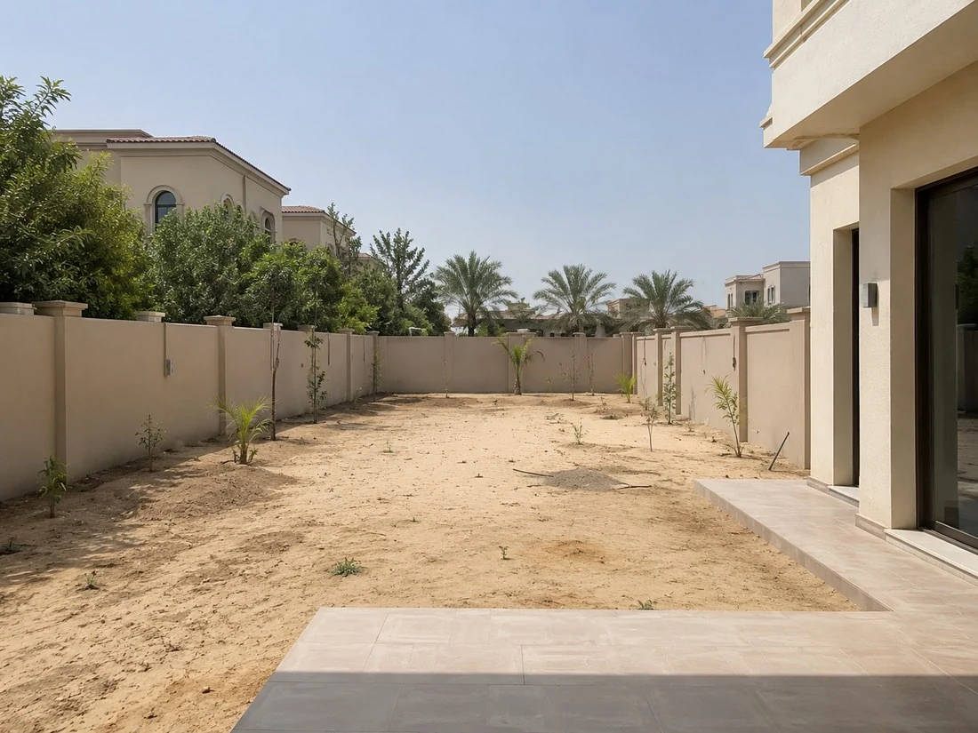 Dubai villa garden before renovation