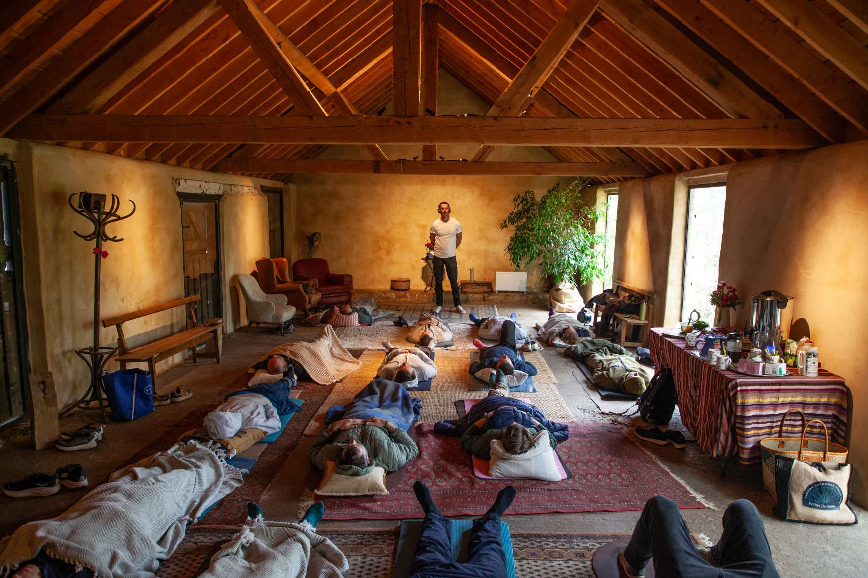 A breathwork session at a Monumental retreat