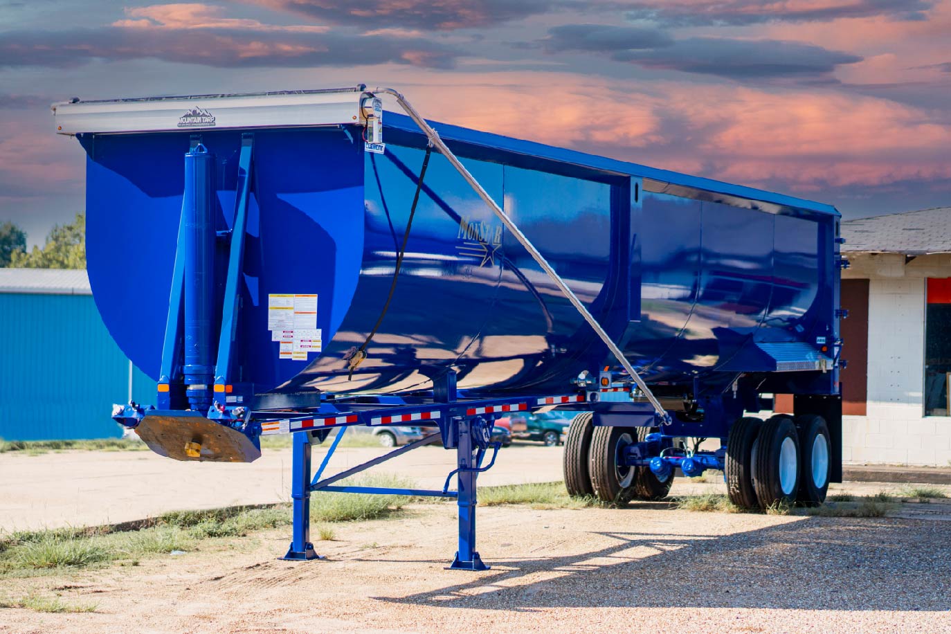 Blue MonStar end dump trailer