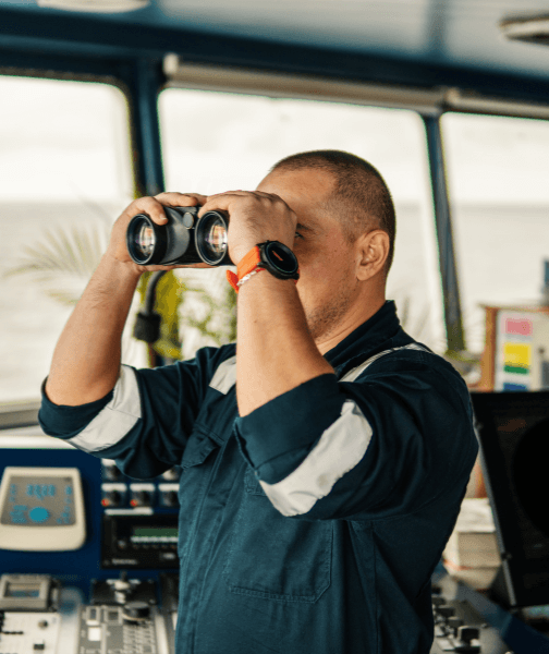 crew member lookout on bridge