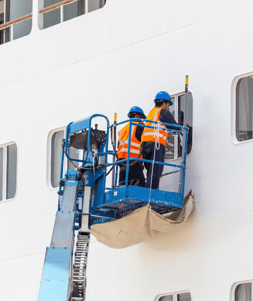 crew workers maintenance on windows