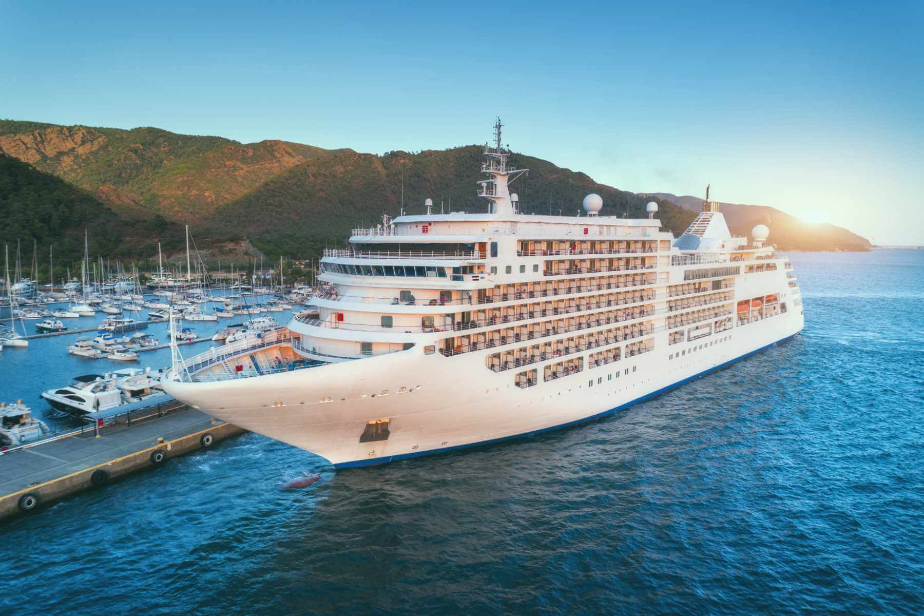 a cruise ship docked at destination