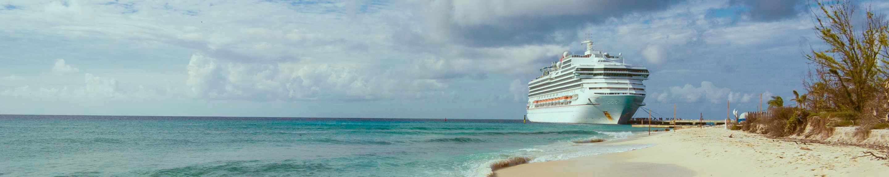 cruise ship docked shot from beach