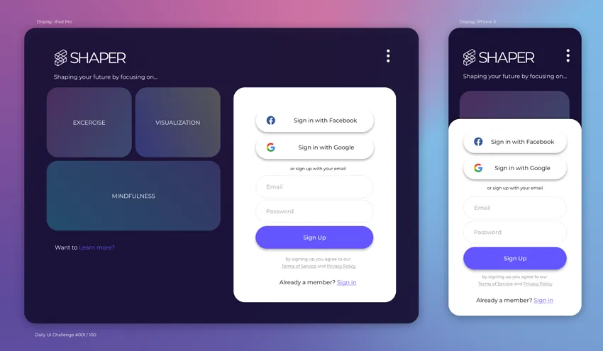 Daily UI Challenge: Day 001 — Sign Up