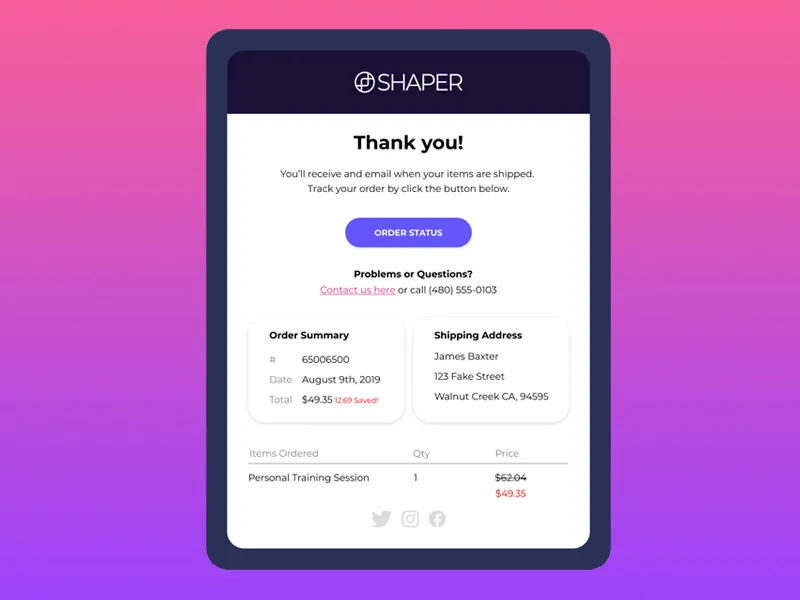 Daily UI Challenge: Day 017 — Email Receipt