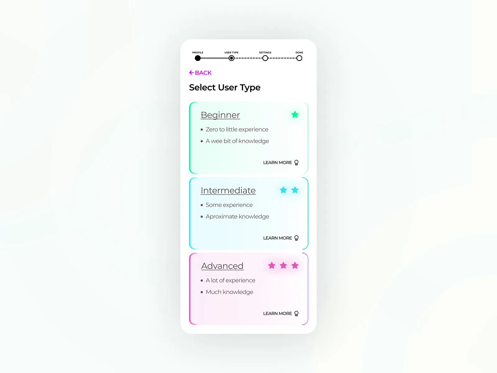 Daily UI Challenge: Day 064 — Select User Type