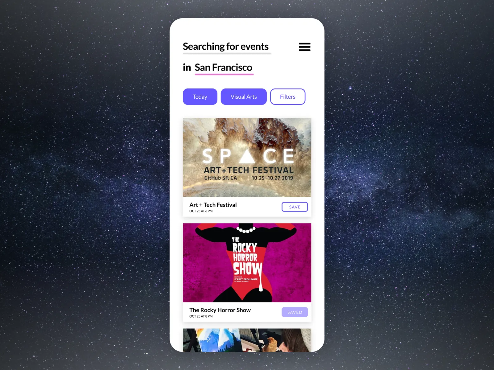 Daily UI Challenge: Day 070 — Event Listing