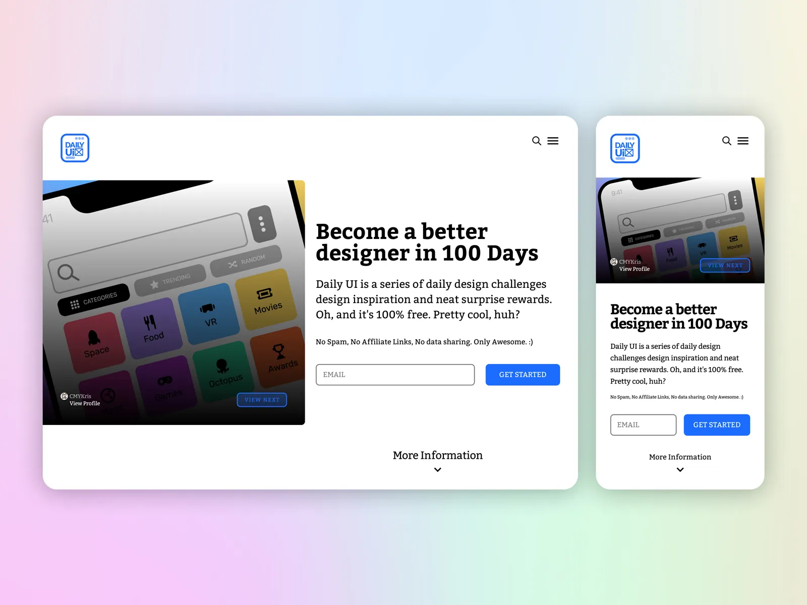 Daily UI Challenge: Day 100 — Landing Page Re-Design