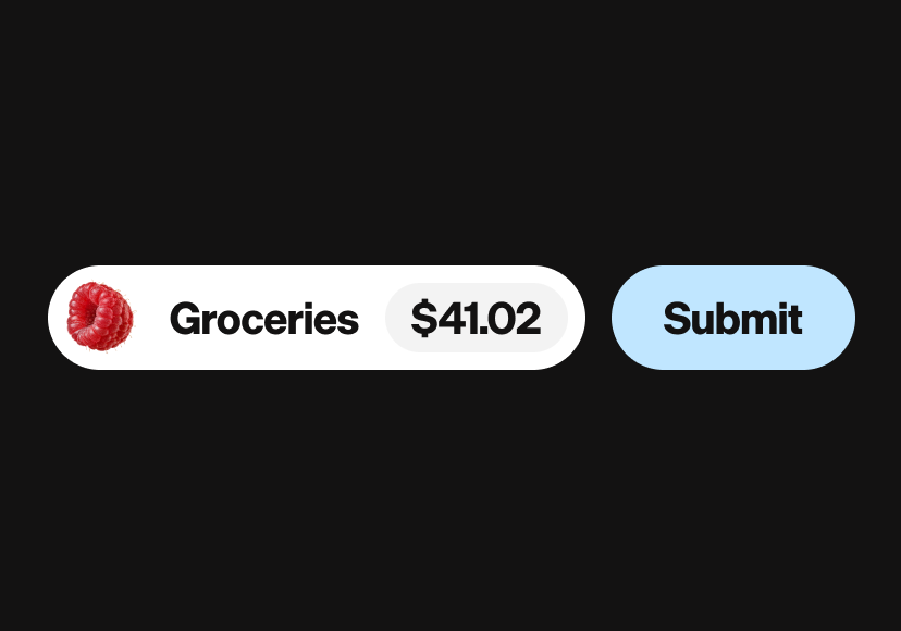 Groceries expense of $41.02 next to a Submit button