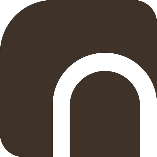 Abstract brown shape with rounded corners and a partial arch in the center.