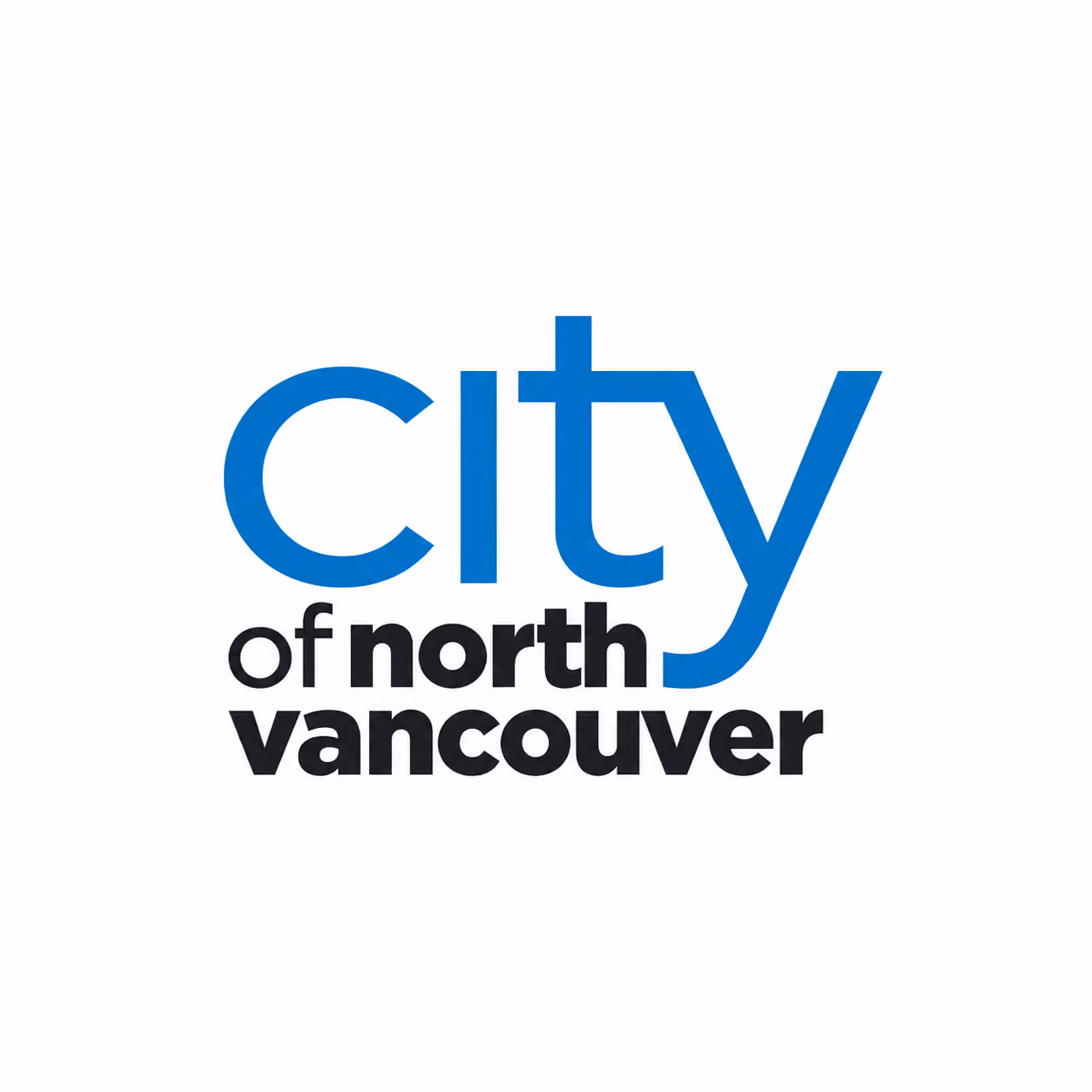 City of North Vancouver logo with the word 'city' in blue and 'of north vancouver' in black text on a white background.