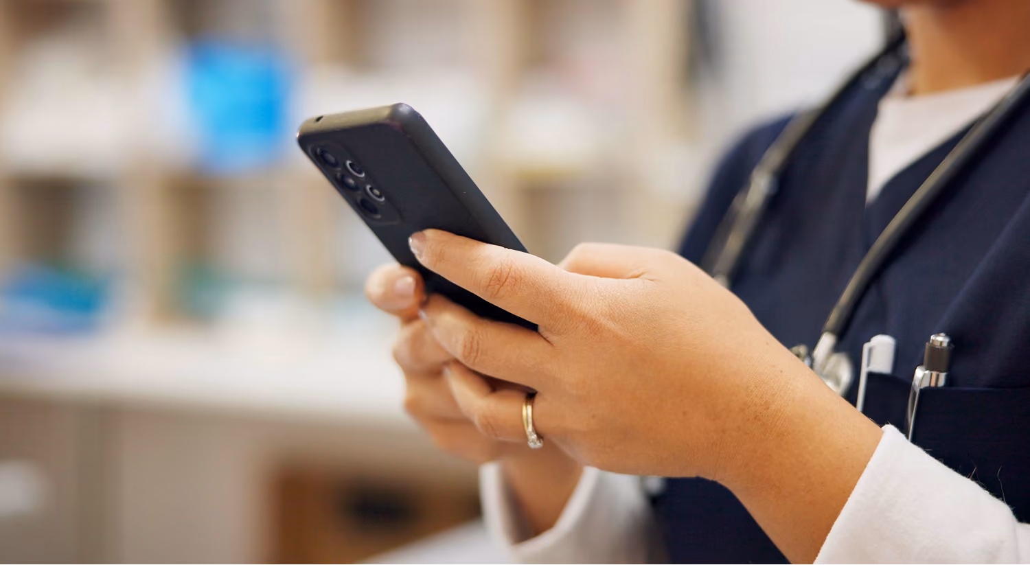 Veterinarian using a phone