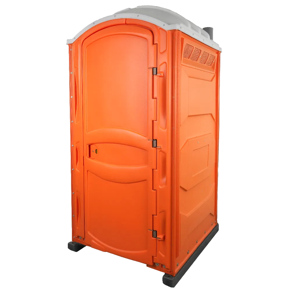 Standard portable toilet, front view of the door