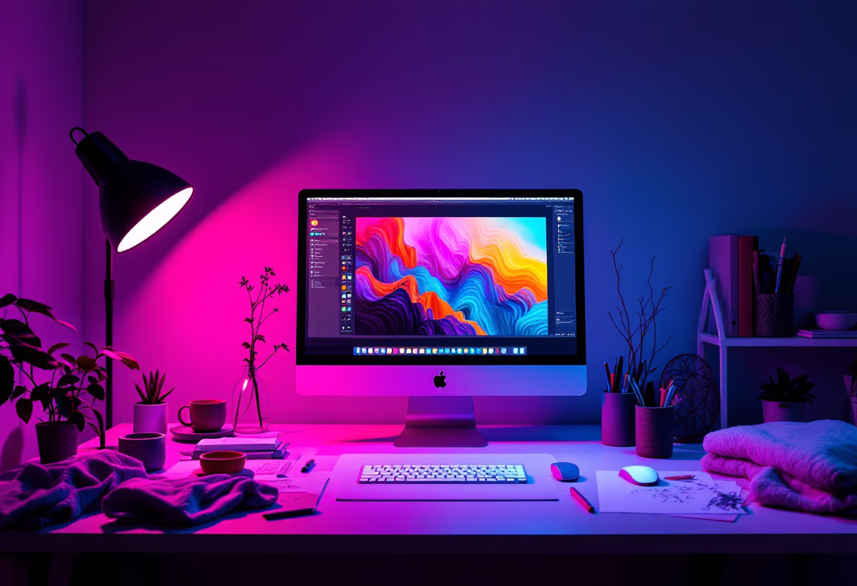 [background image] image of a designer workspace (for a graphic design studio)