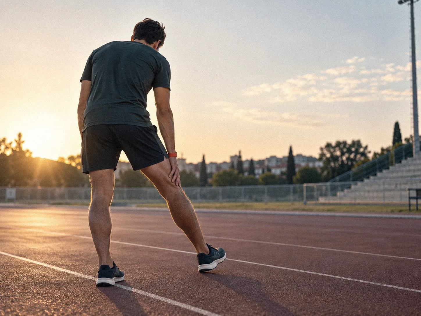 Ostéopathie du sport à Montpellier : coureur en récupération sur une piste d'athlétisme
