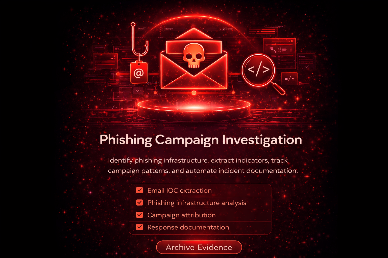Phishing response workflow showing message analysis, user impact assessment, containment, and evidence preservation.