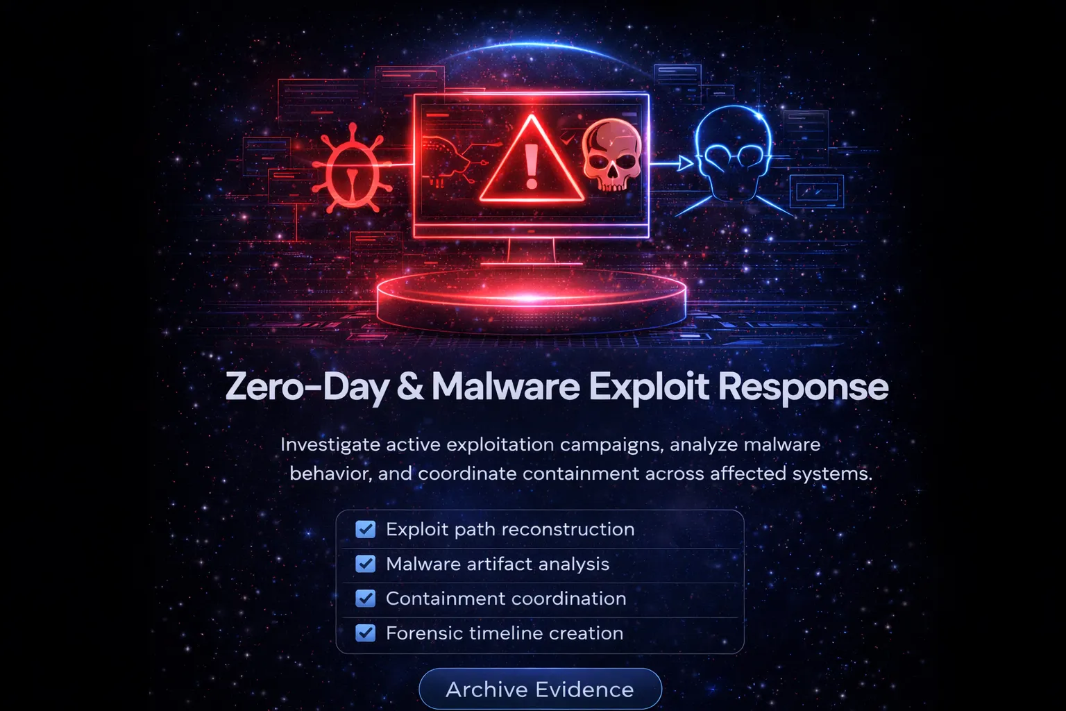 Zero-day incident workflow showing rapid investigation, exposure analysis, containment, and response coordination.