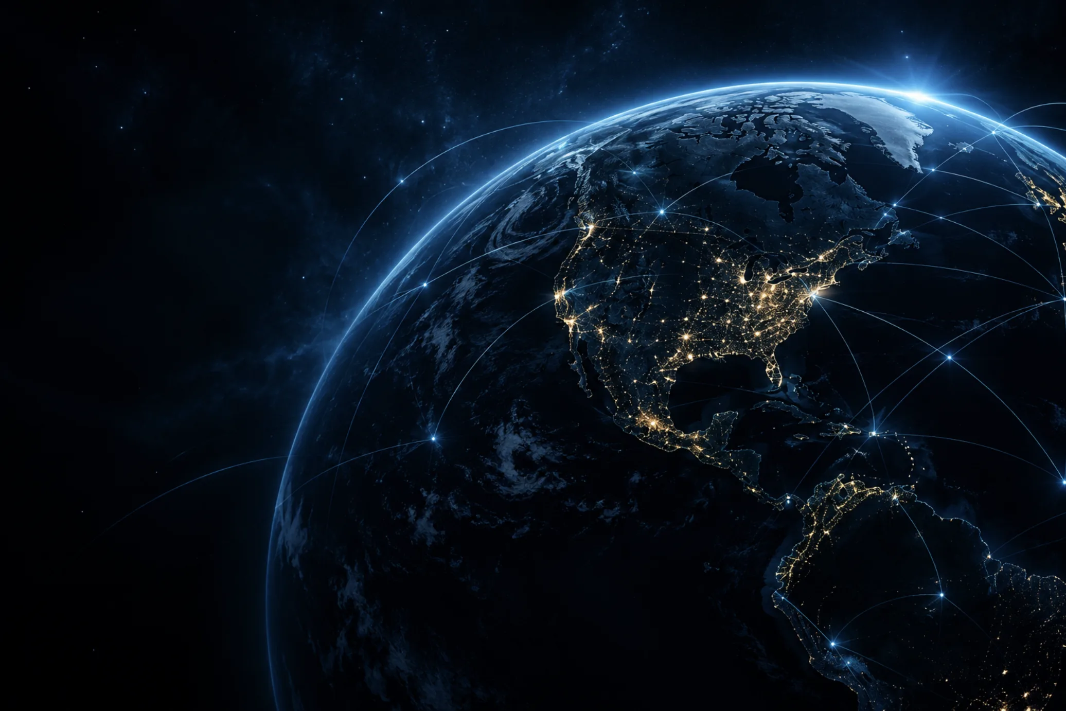 Global network connectivity across Earth at night