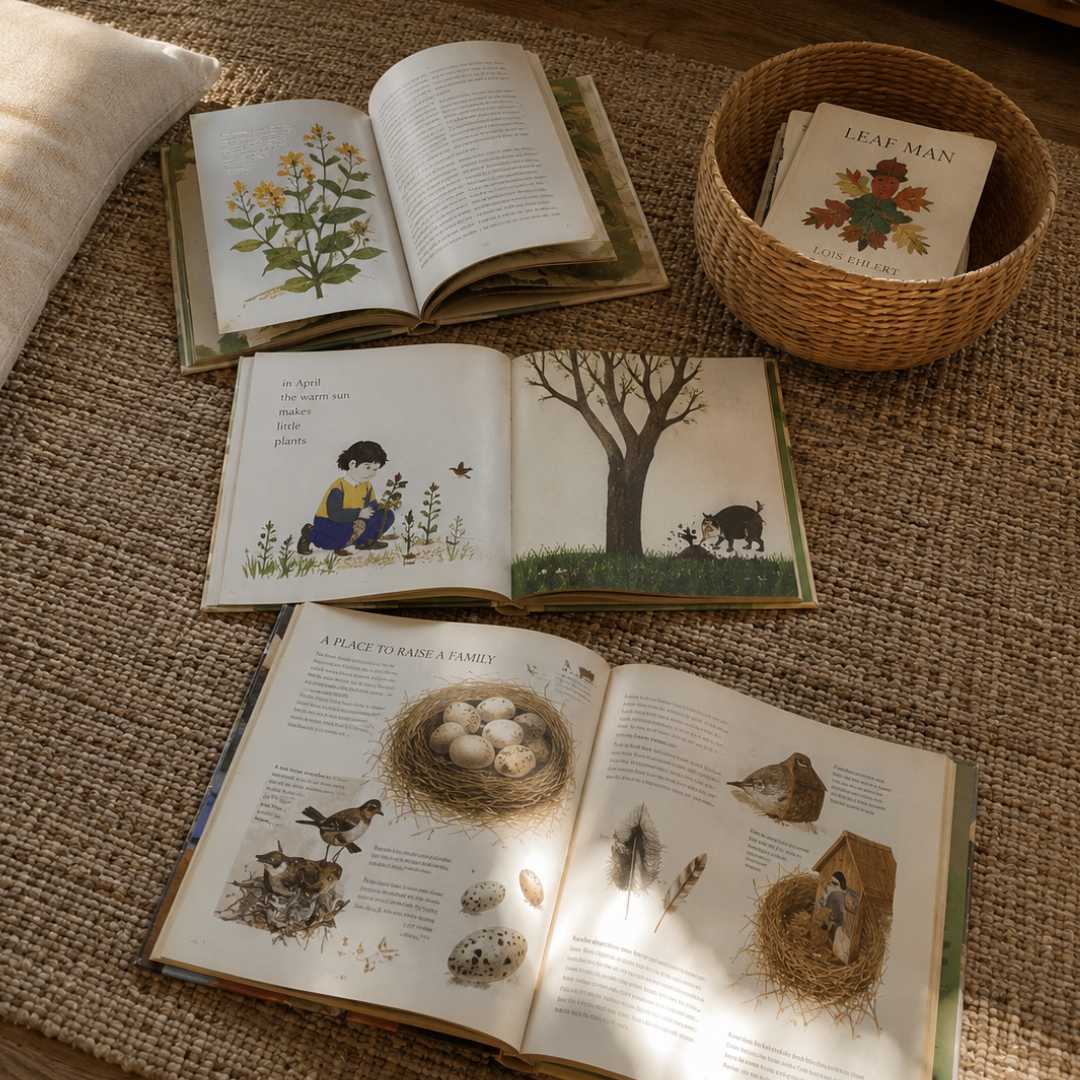 Children's books with nature illustrations for bilingual learning