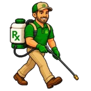 Paradise Lawn Rx technician treating a yellowing lawn that turns greener