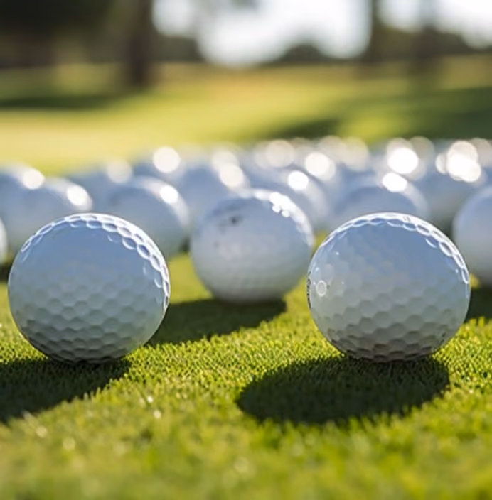 Golf balls on grass