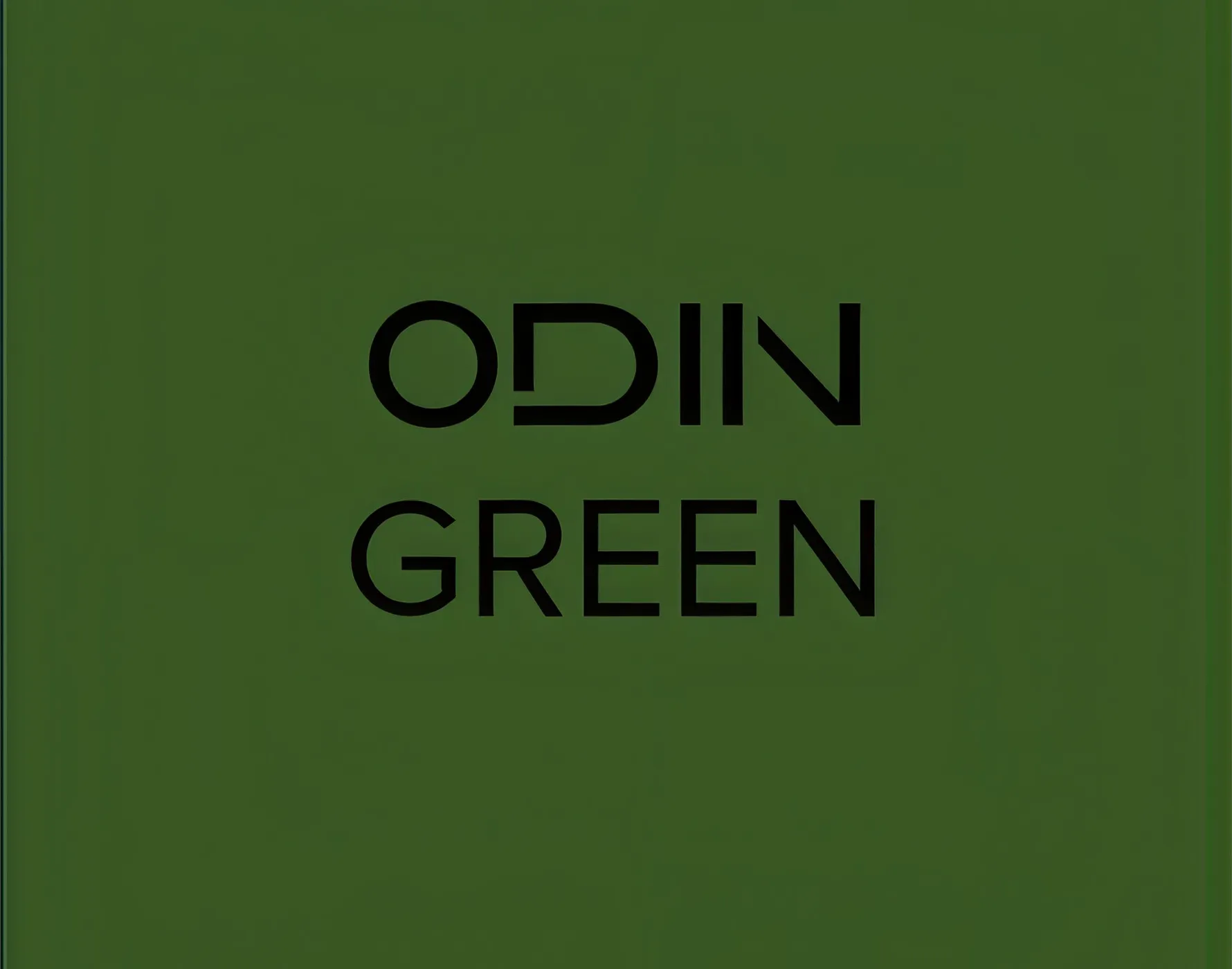 緑色の背景に中央揃えで大きな黒い文字で『ODIN GREEN』と表示されています。