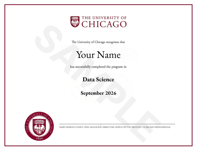 Certificate for the bootcamp