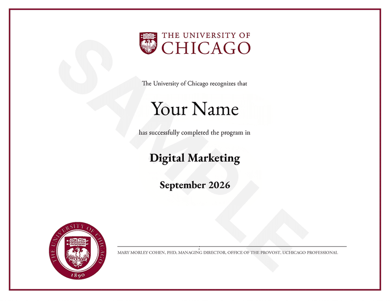 Certificate for the bootcamp