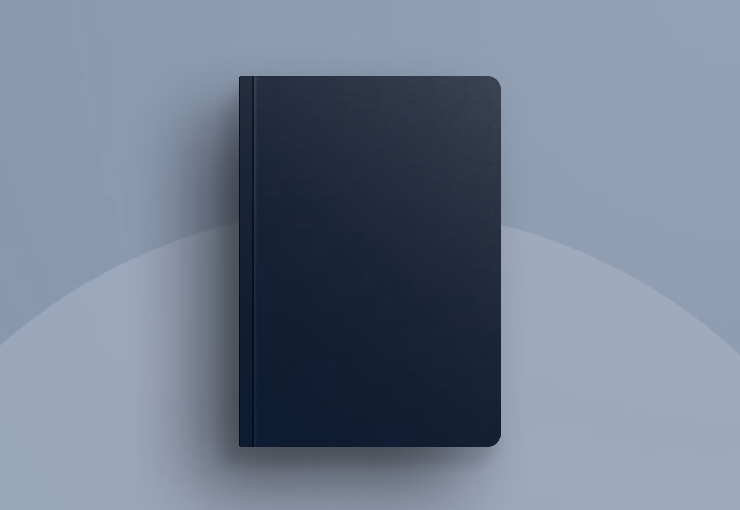 Plain navy notebook cover mockup on a grey background