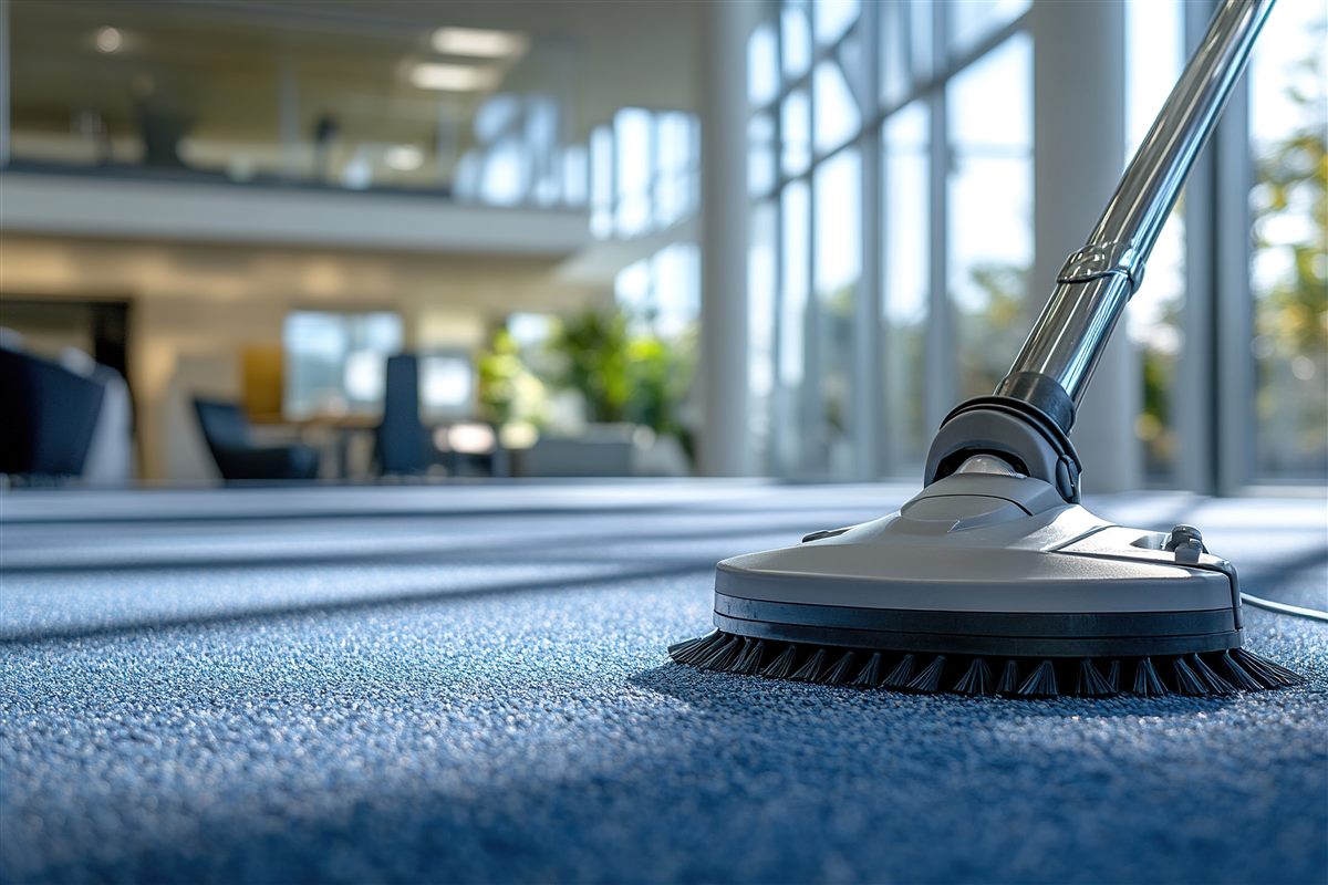 Vacuum cleaner head on a carpeted floor