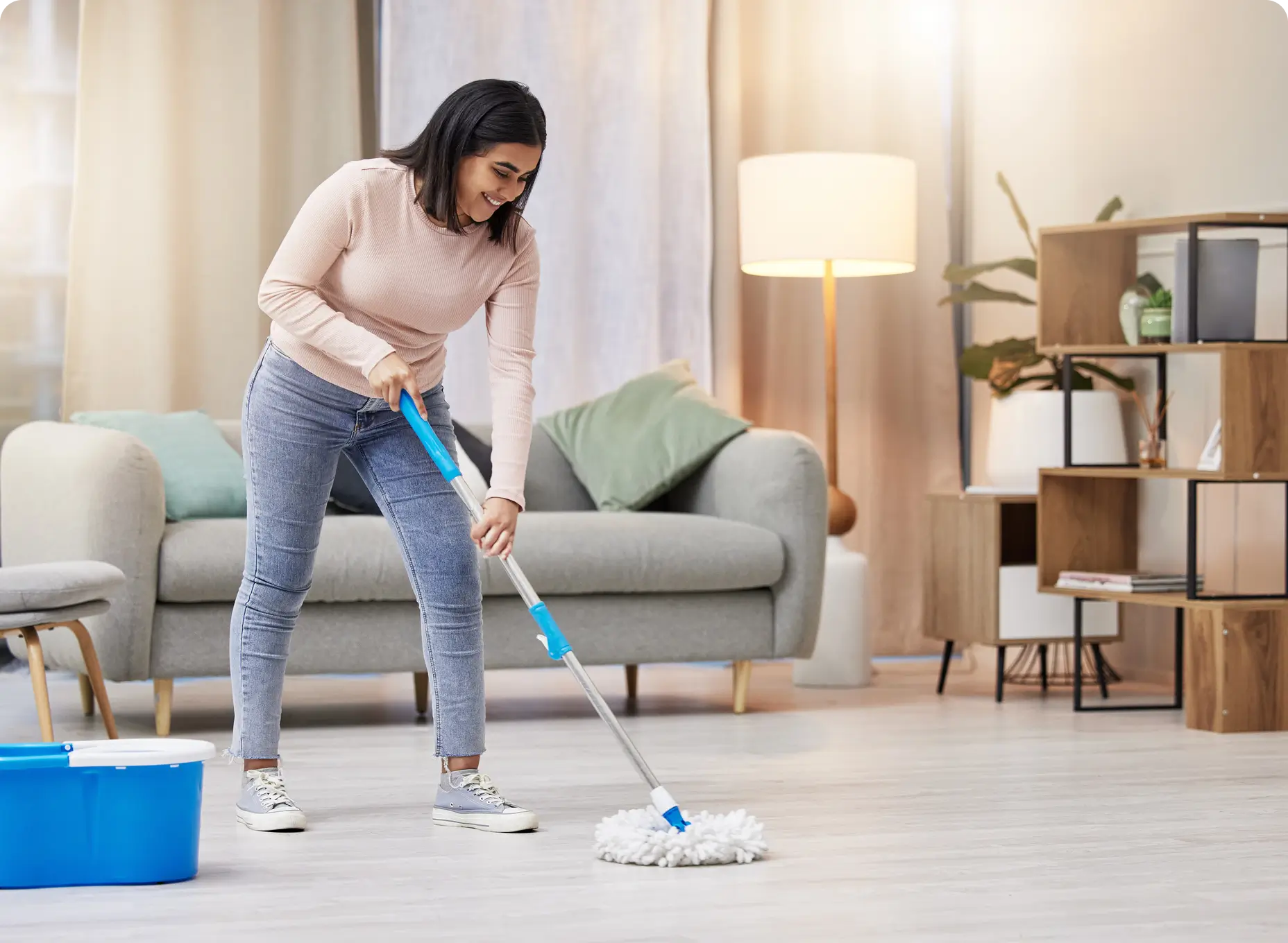 Tidying a room as part of a daily cleaning habit