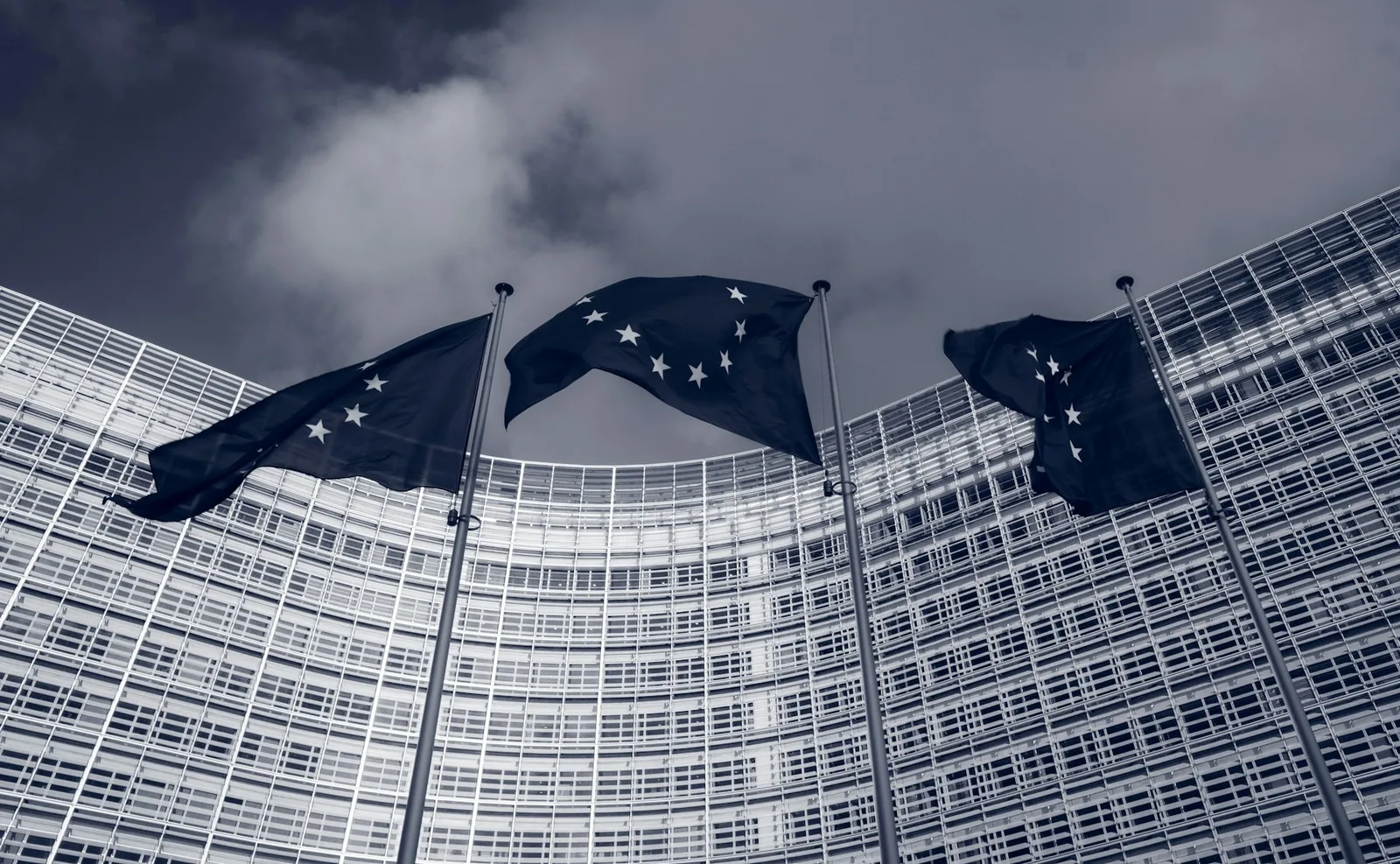 EU flags in front of the Berlaymont building, Brussels