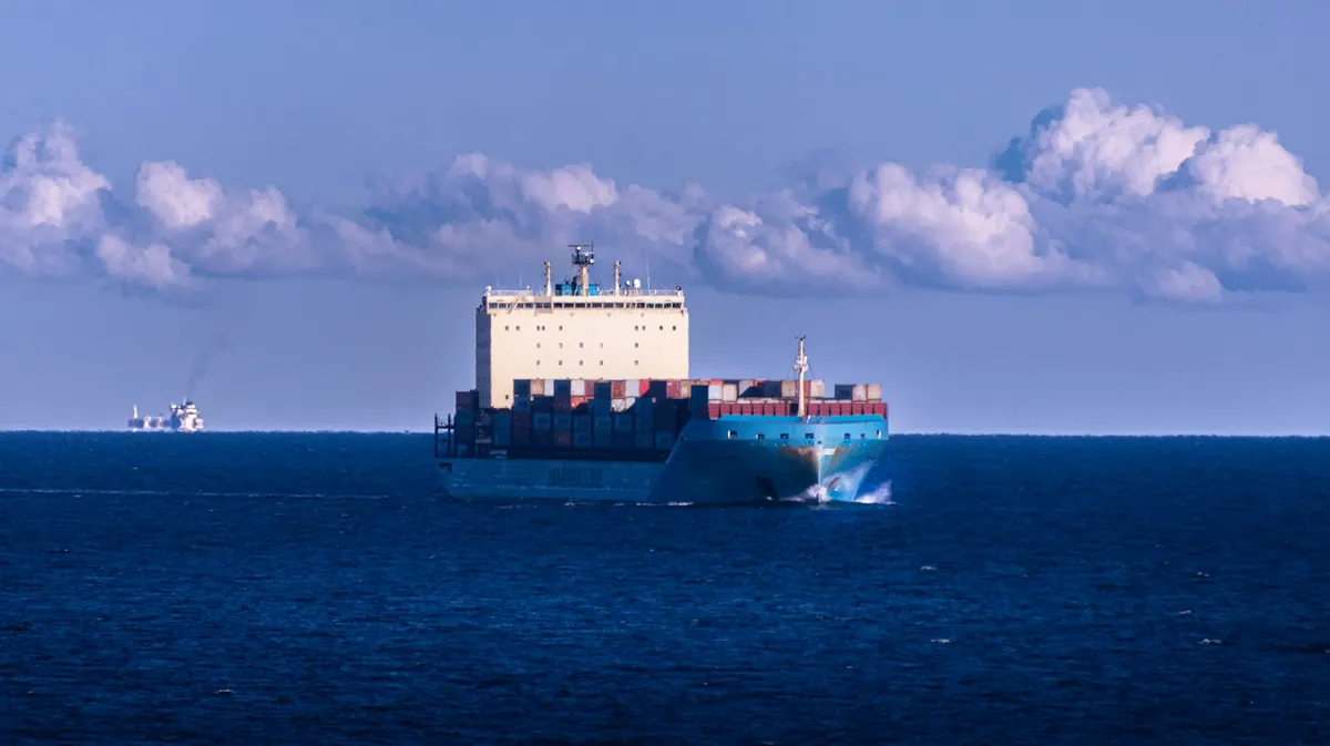 A container ship crossing the Gulf of Finland