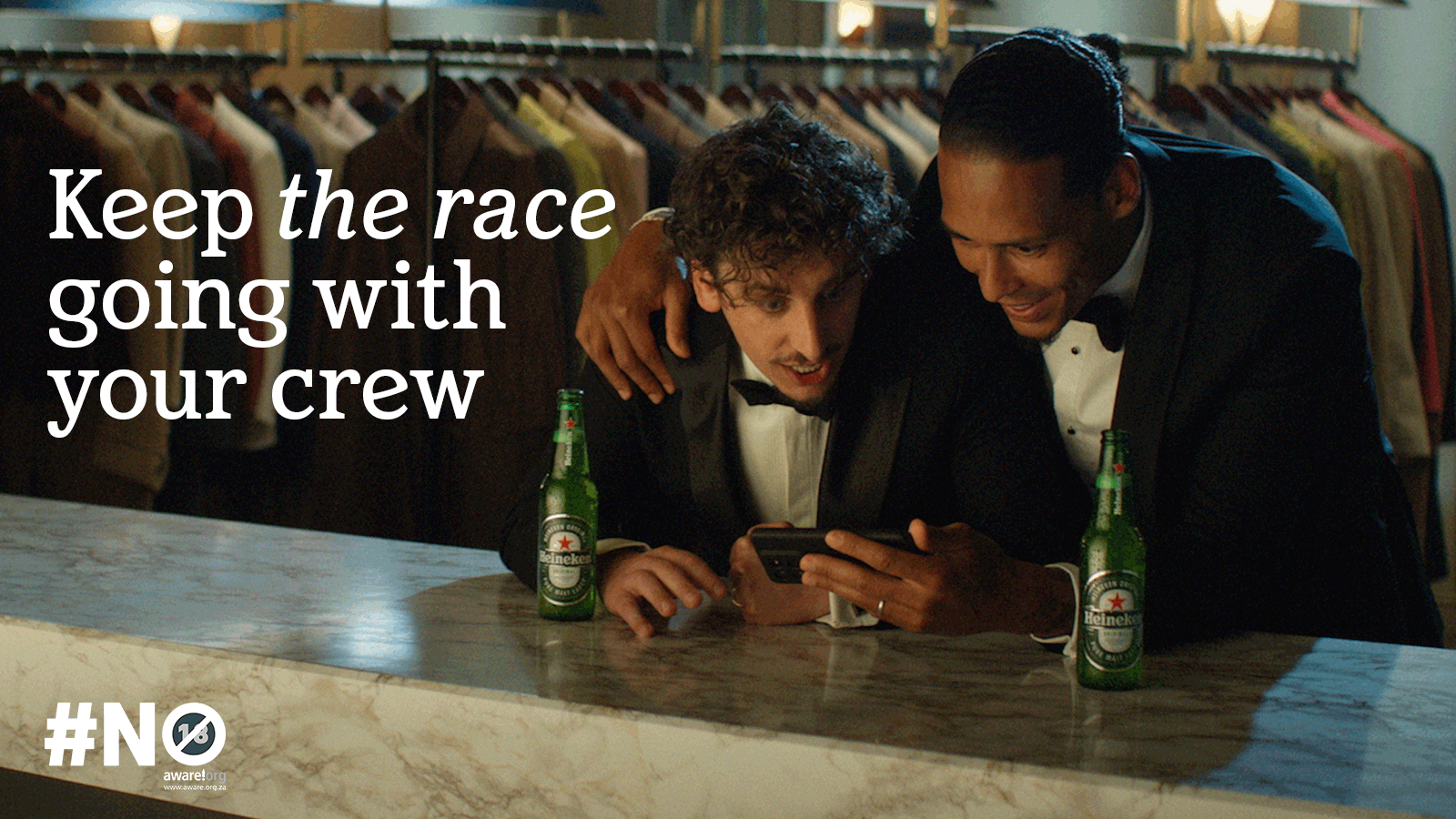Friends watching the race with Heineken