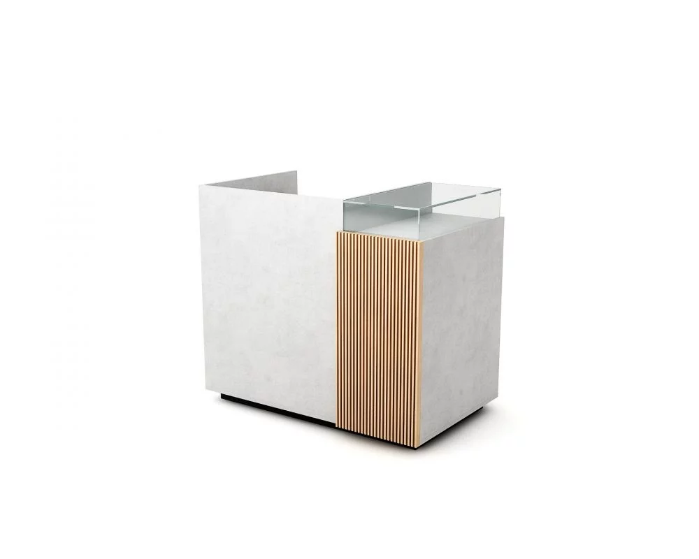 Comptoir caisse avec vitrine