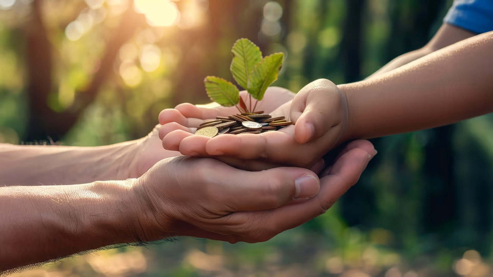 hands giving plant