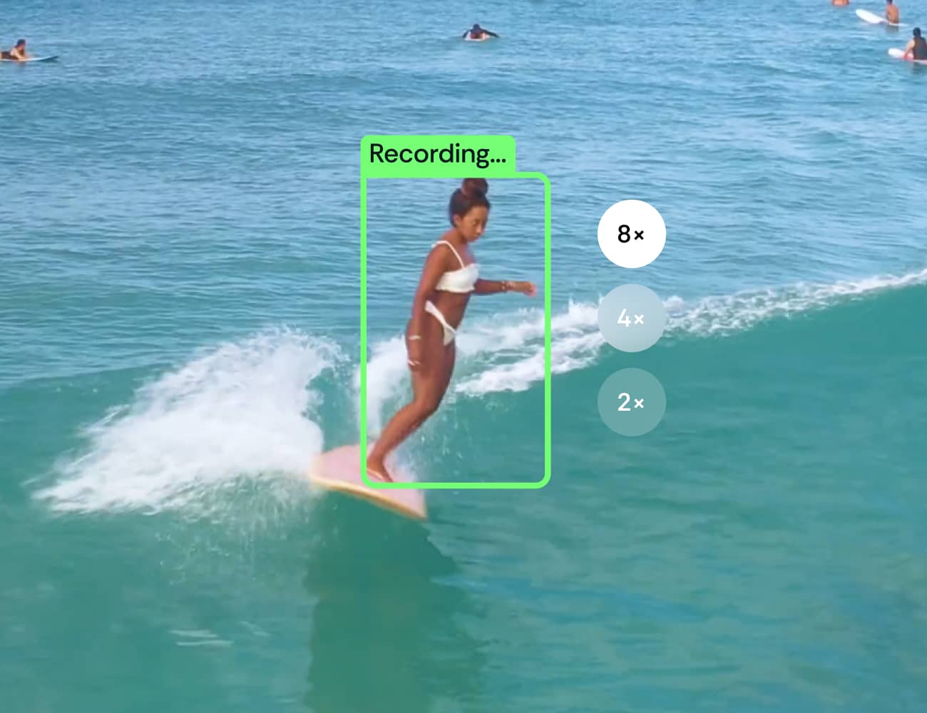 The camera zooms in and keeps you in the frame