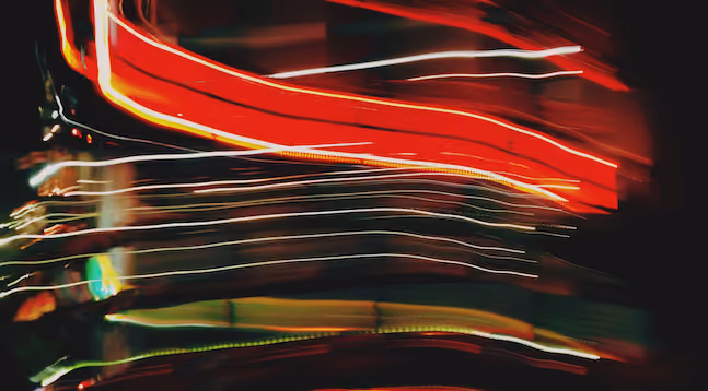Light trails moving through darkness