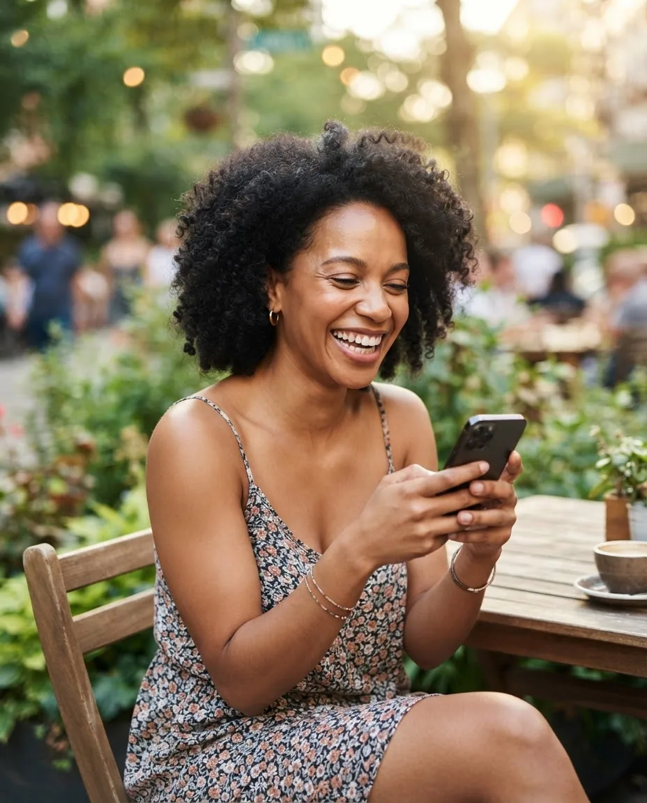 Candidate smiling during an introductory phone call