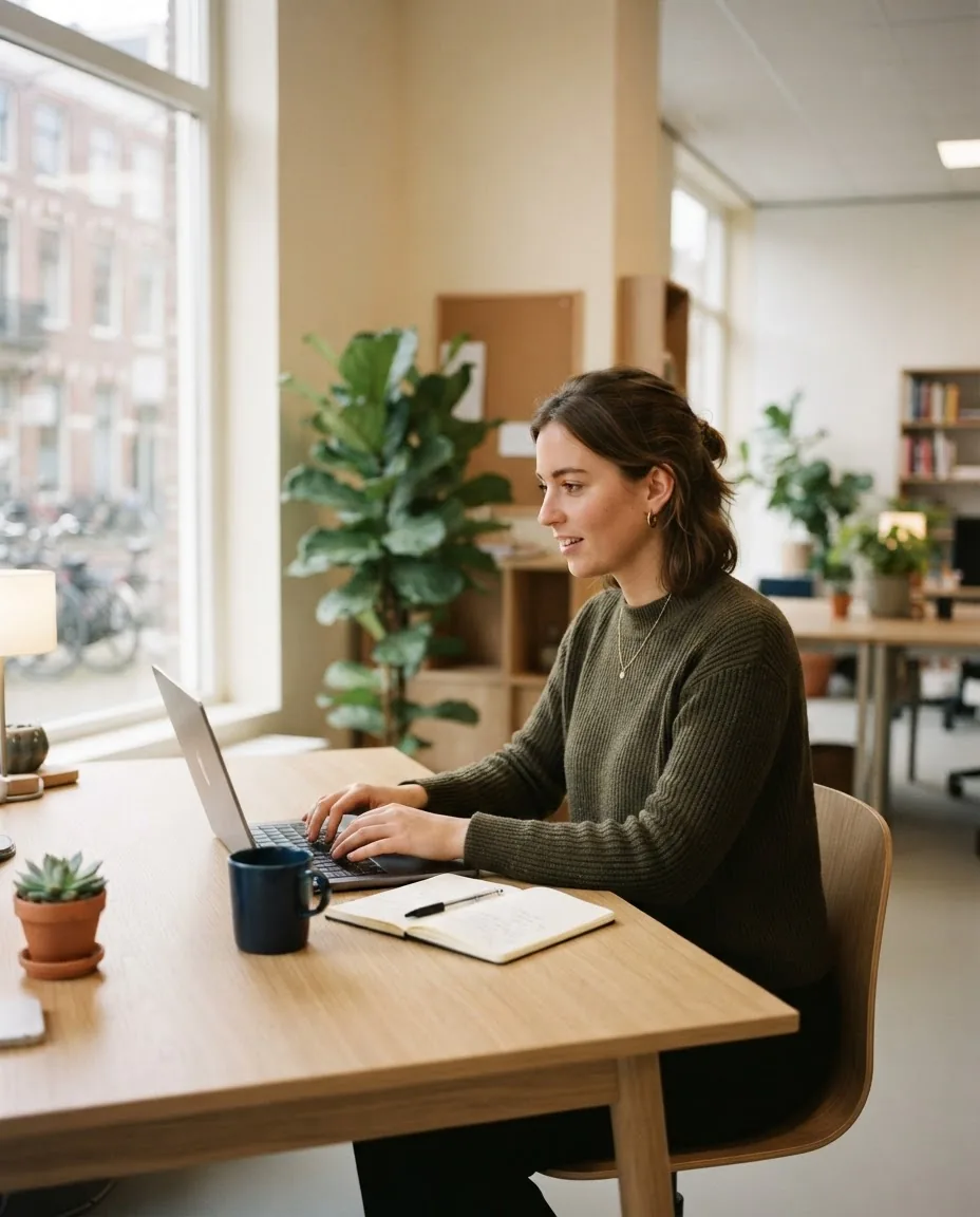 Recruiter searching for candidates on her laptop