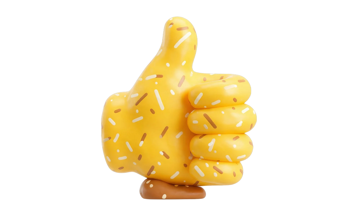 Gele duim omhoog van klei